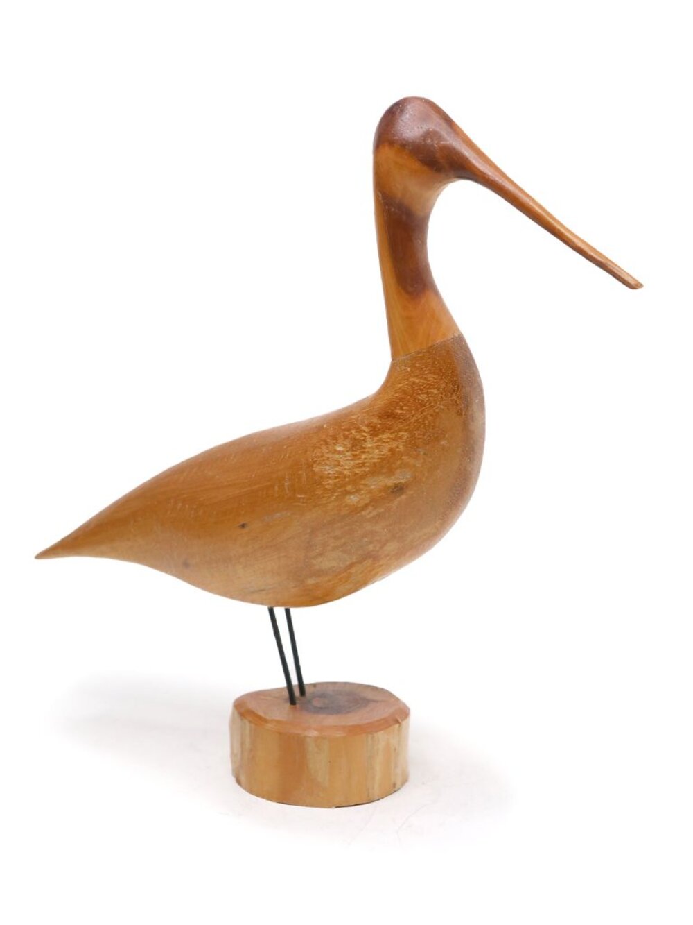 Vtg Howard K O'Neal Signed Hand Carved Wood Shorebird Bird Sculpture Ocracoke NC